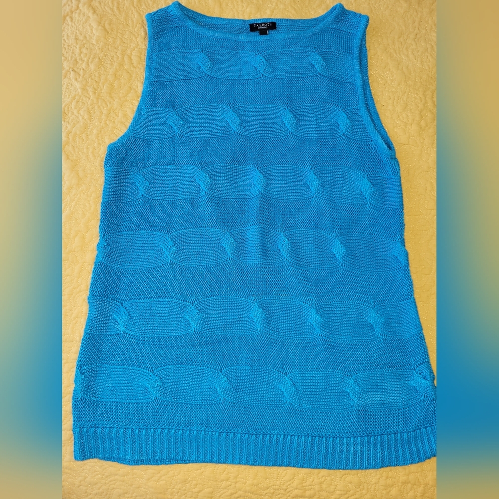 Talbots Blue Textured Knit Sleeveless Sweater